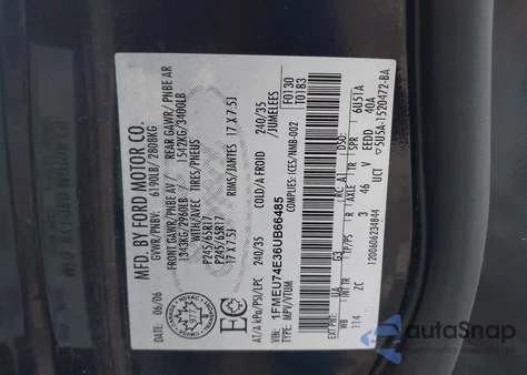 2006 Ford Explorer Eddie Bauer из США, поврежденный, VIN 1FMEU74E36UB66485